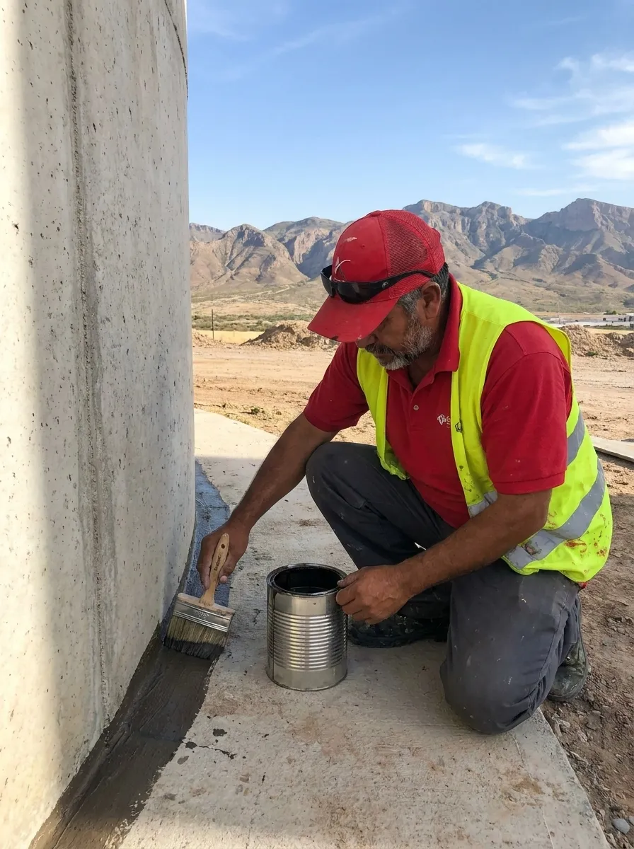 Sellado de la junta en la base de un tanque